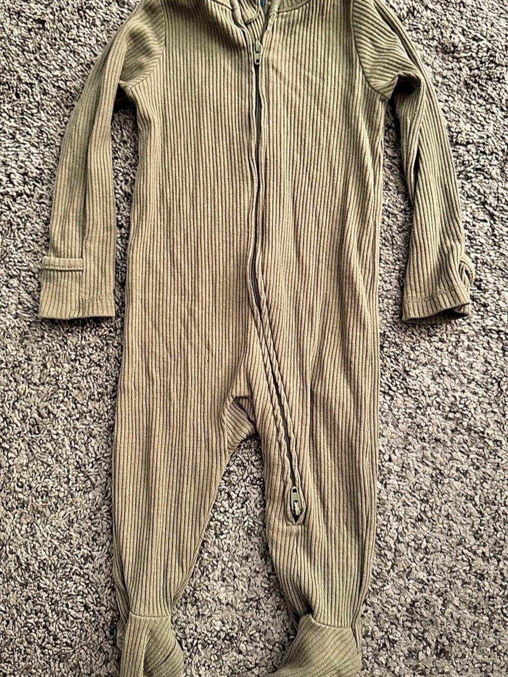Old Navy Ribbed 2-Way-Zip Sleep & Play Footed One-Piece Footed One-Piece Green